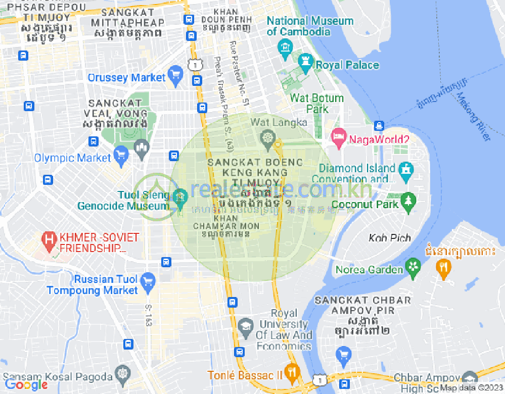 万景岗1分区（BKK1), 波哥堪, 金边地图