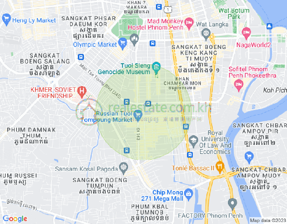 Carte de Toul Tum Poung 1, Chamkarmon, Phnom Penh