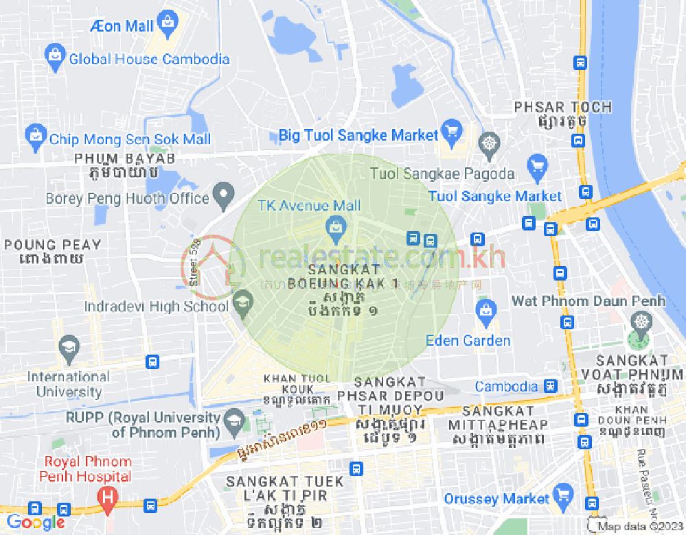 ブン・カック1, トゥールコーク, プノンペンの地図