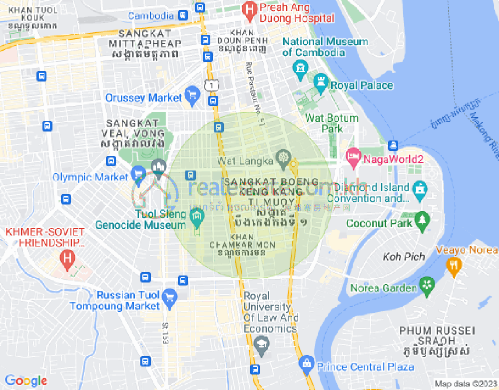 만경강1부구(BKK1), 벙껭깡, 프놈펜 지도