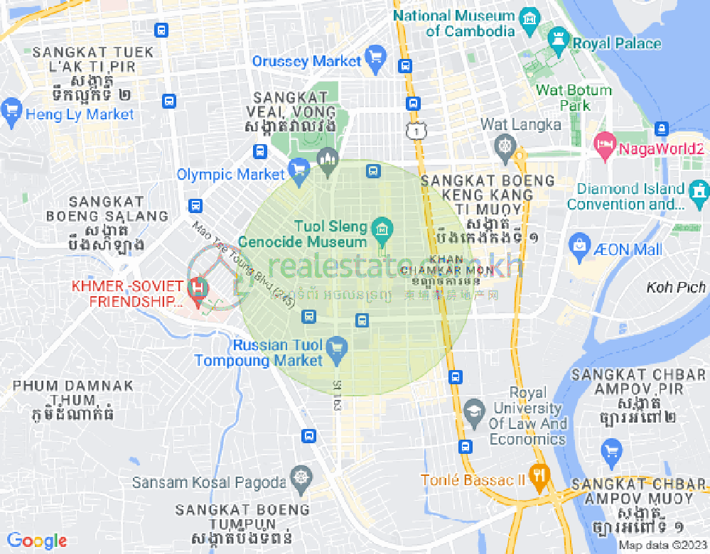 万景岗1分区（BKK1), 波哥堪, 金边地图