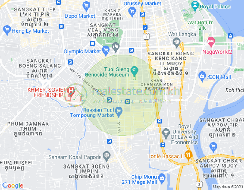 万景岗1分区（BKK1), 波哥堪, 金边地图