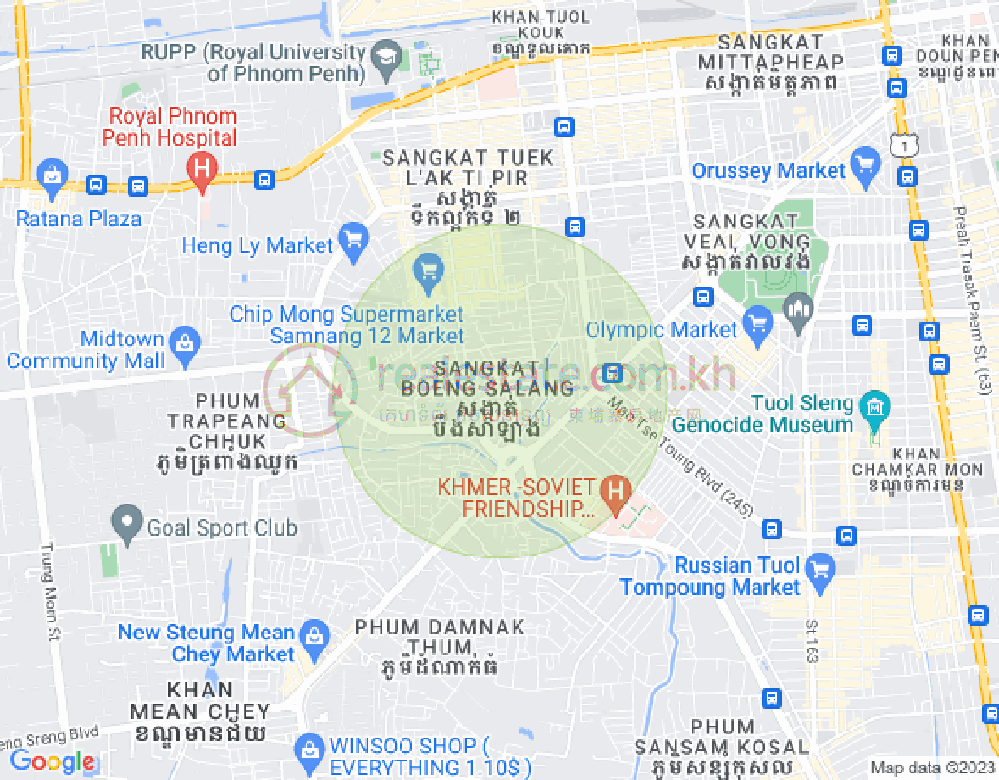 Carte de Boeung Kak 1, Toul Kork, Phnom Penh