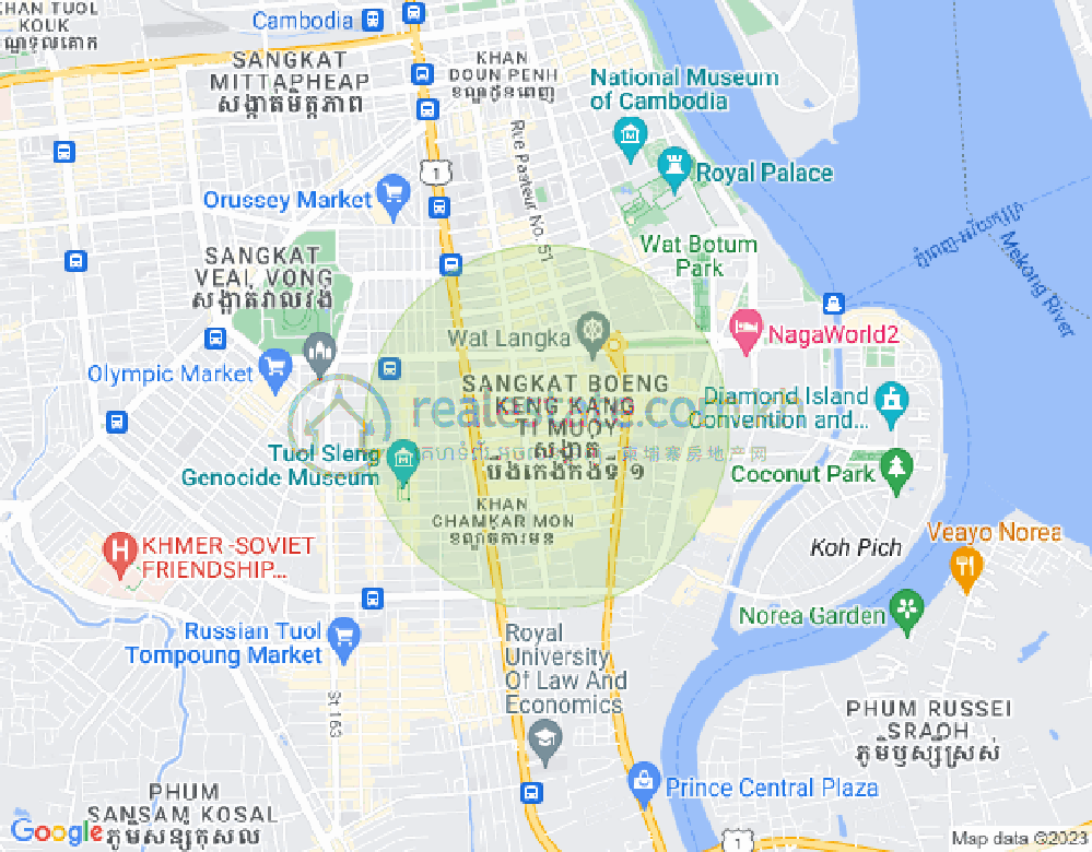 만경강1부구(BKK1), 벙껭깡, 프놈펜 지도