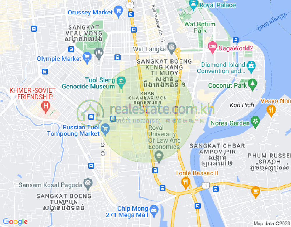 백색하구역, 짬까몬, 프놈펜 지도