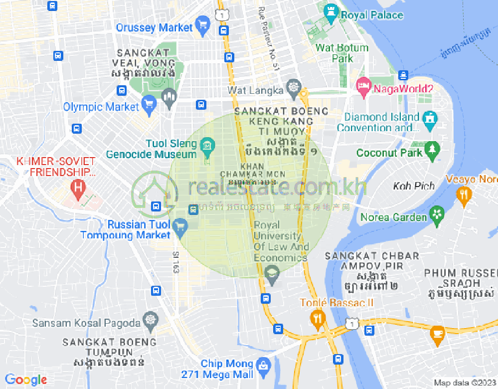 トンレバサック, チャムカモン, プノンペンの地図