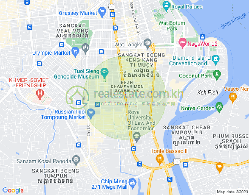 Mapa: Tonle Bassac, Chamkarmon, Phnom Penh