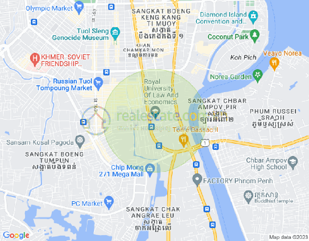 Mapa: Tonle Bassac, Chamkarmon, Phnom Penh