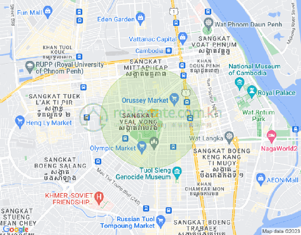Mapa: Veal Vong, 7 Makara, Phnom Penh