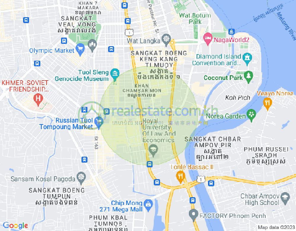Carte de Tonle Bassac, Chamkarmon, Phnom Penh