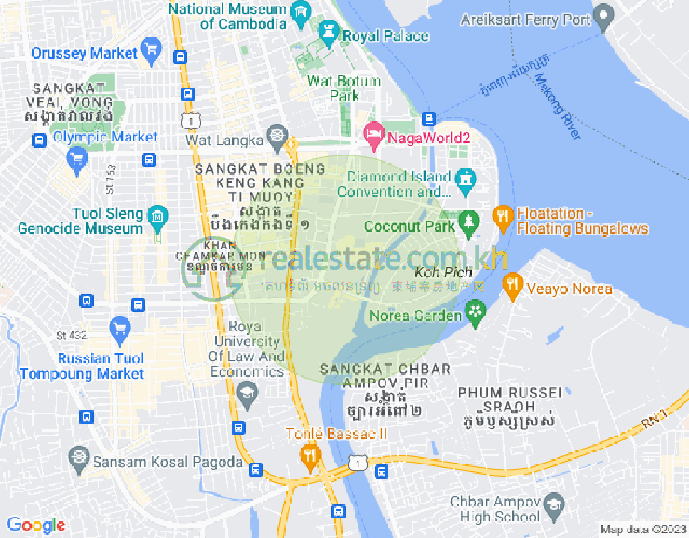 백색하구역, 짬까몬, 프놈펜 지도