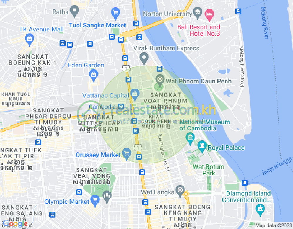 新街市1分区, 隆边区, 金边地图