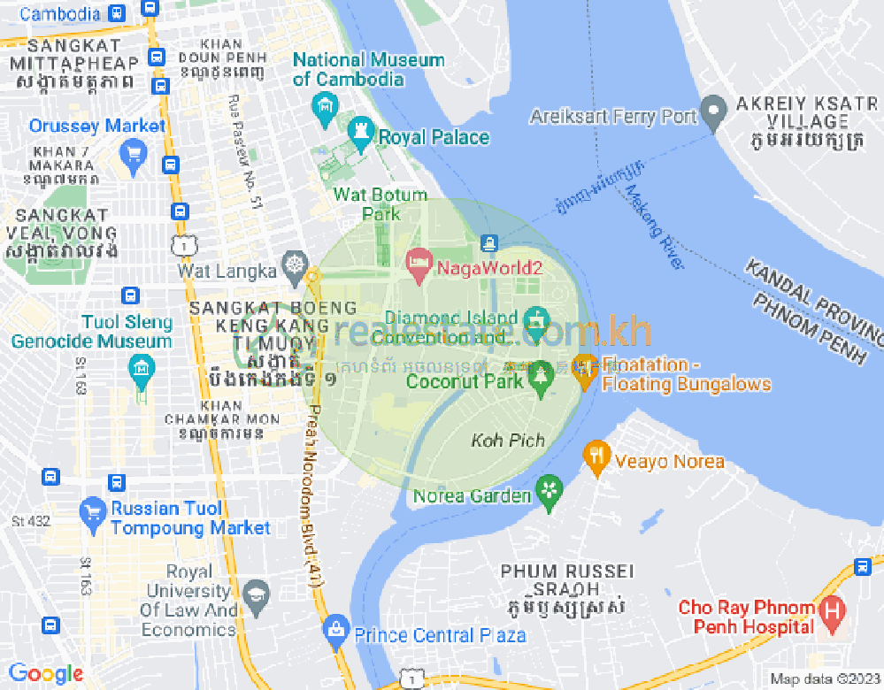 Карта Тонле Бассак, Чамкармон, Пномпень