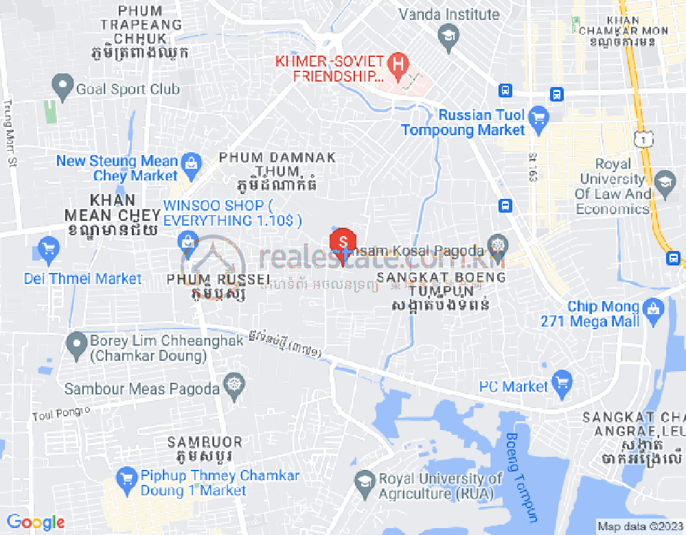 Stueng Mean chey 2镇, 棉芷区, 金边地图