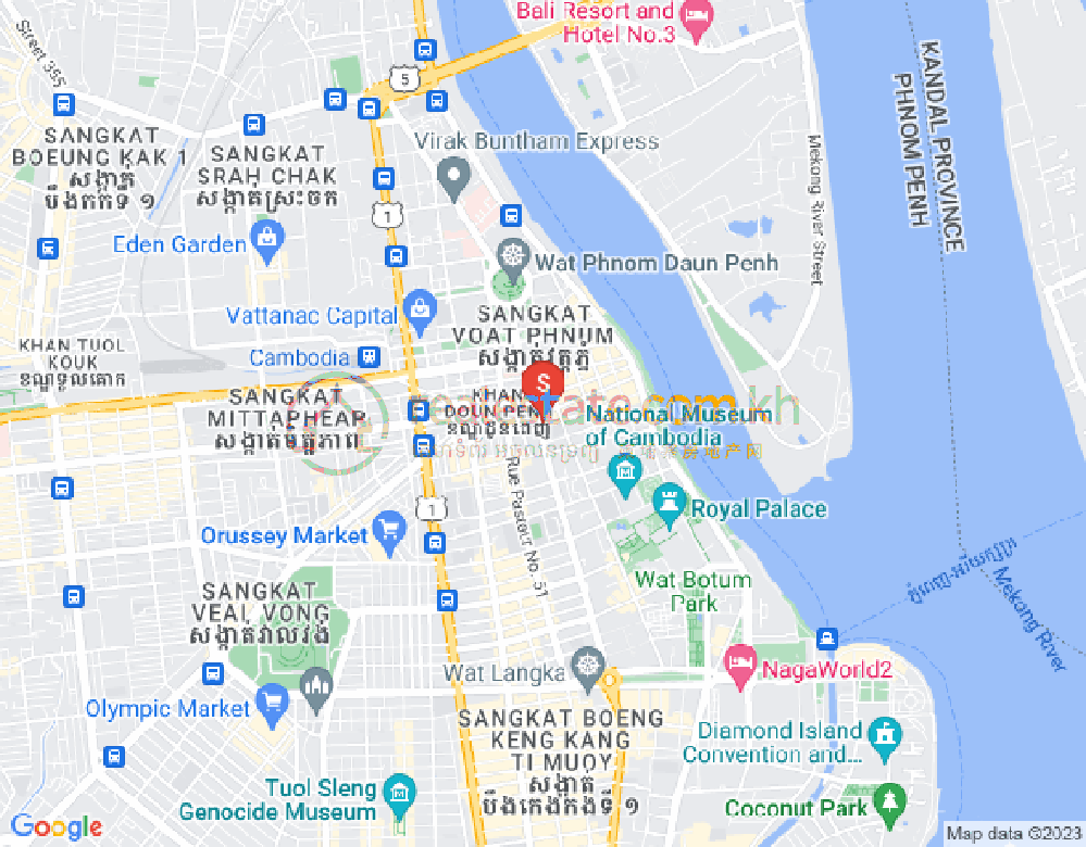 Mapa: Phsar Thmei I, Daun Penh, Phnom Penh