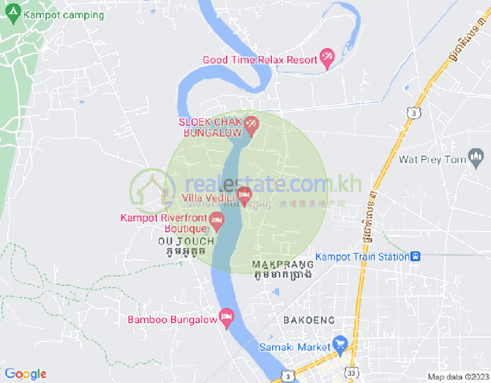 Mapa: Kampong Kraeng, Tuek Chhou, Kampot