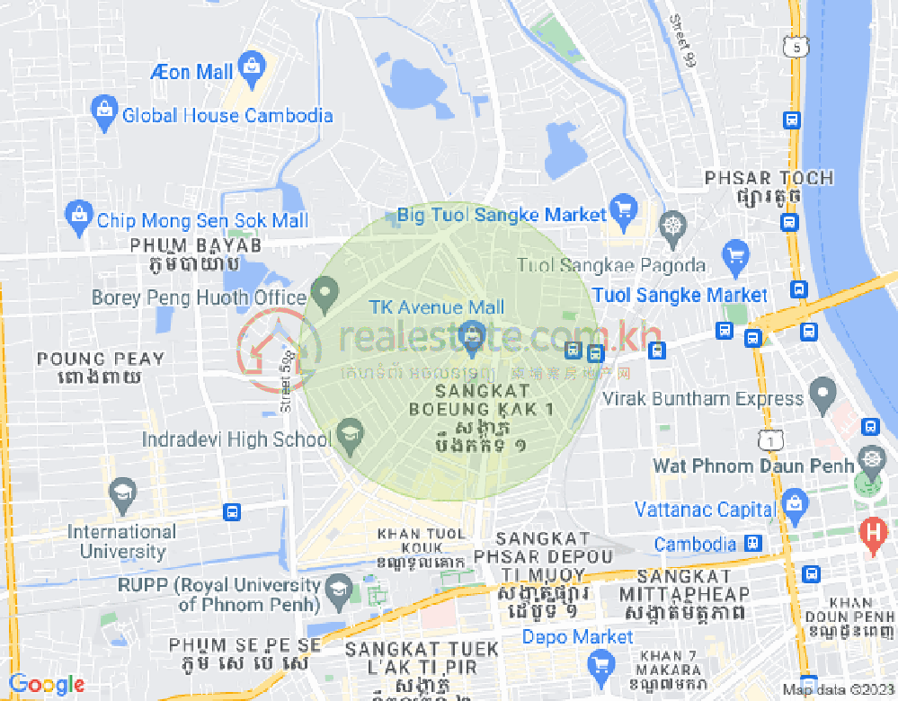 Map of Boeung Kak 1, Toul Kork, Phnom Penh