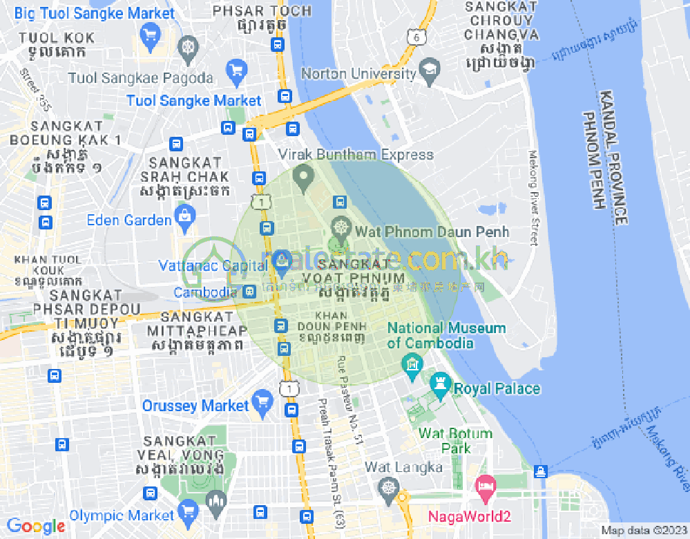 Mapa: Chakto Mukh, Daun Penh, Phnom Penh