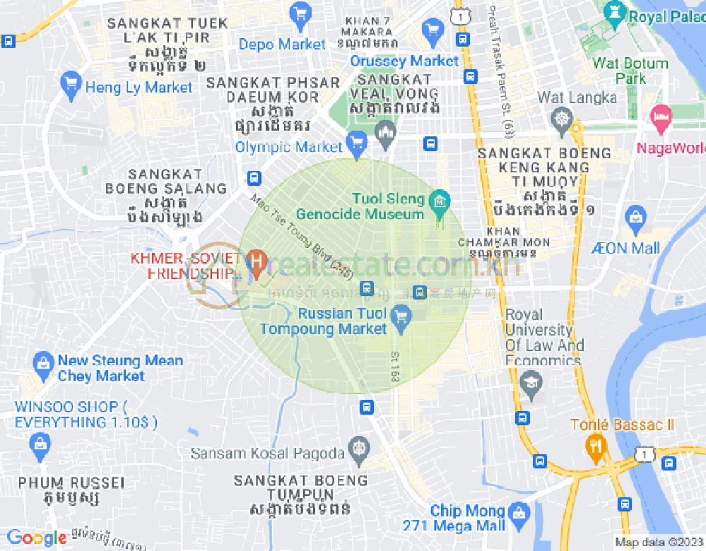 Mapa: Boeung Kak 1, Toul Kork, Phnom Penh