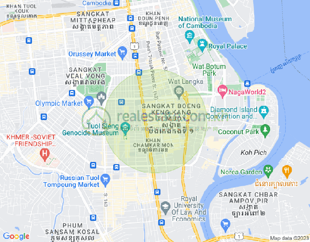 Carte de Tonle Bassac, Chamkarmon, Phnom Penh