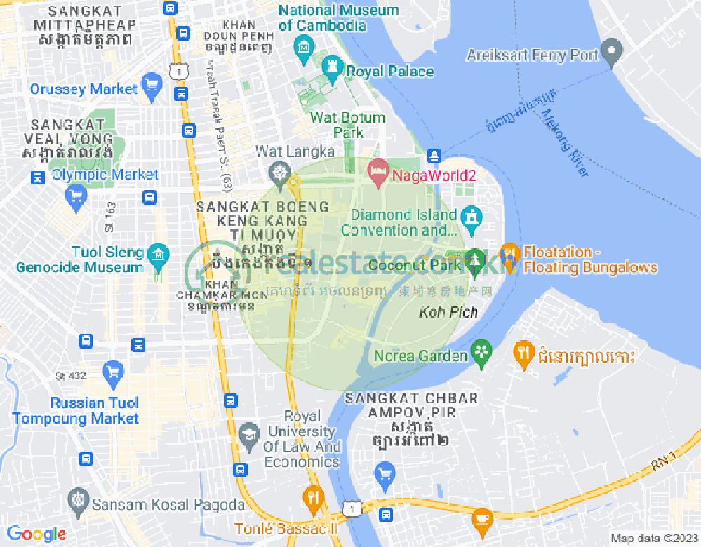 Карта Тонле Бассак, Чамкармон, Пномпень