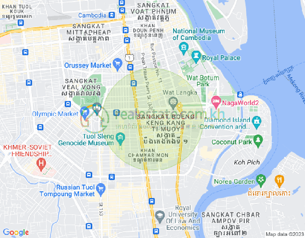 만경강1부구(BKK1), 벙껭깡, 프놈펜 지도