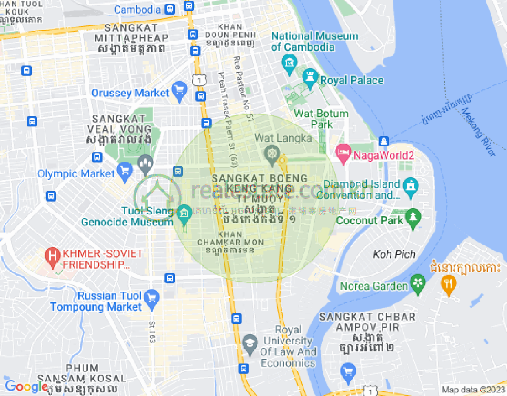 万景岗1分区（BKK1), 波哥堪, 金边地图