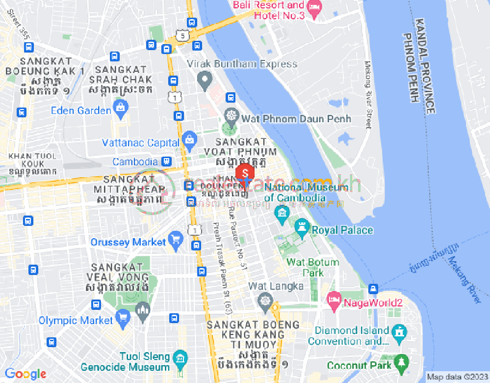 Map of Srah Chak, Daun Penh, Phnom Penh
