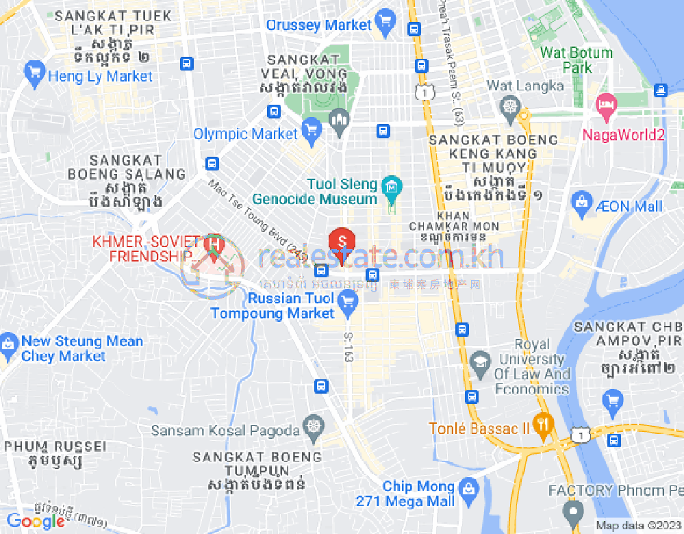 만경강1부구(BKK1), 벙껭깡, 프놈펜 지도