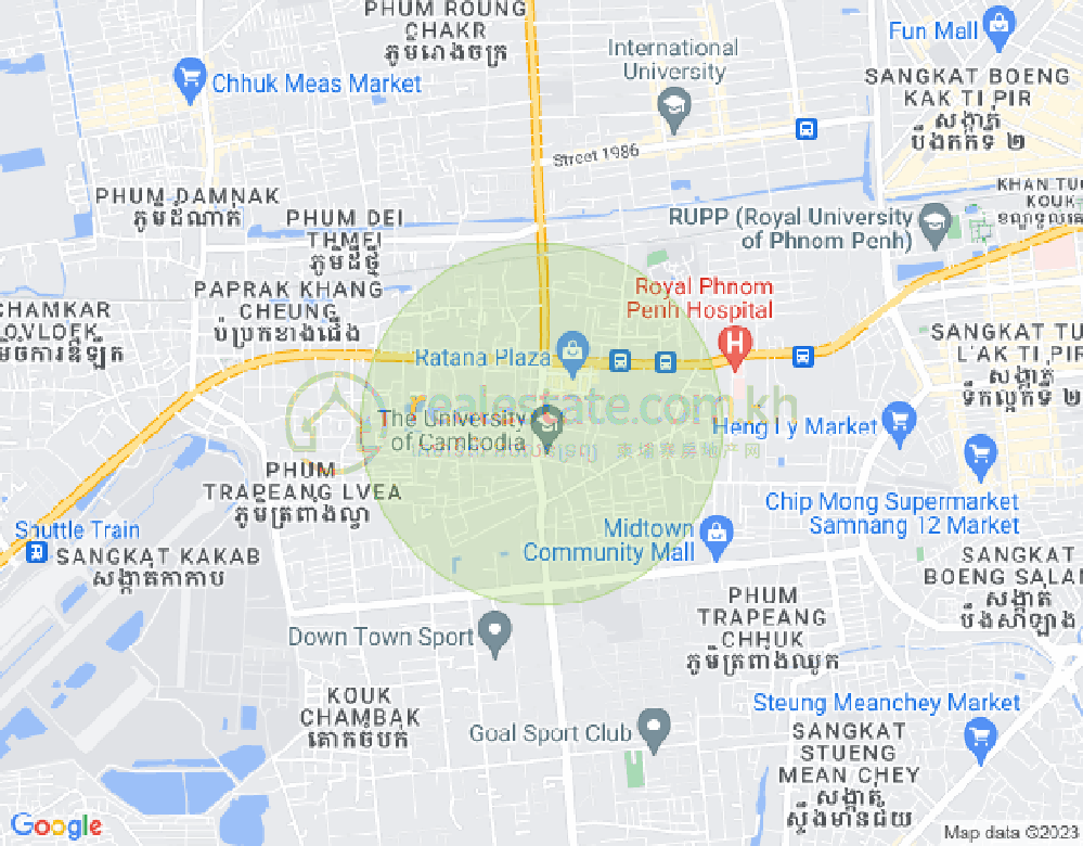 Ou Baek K'am村, 森速区, 金边地图