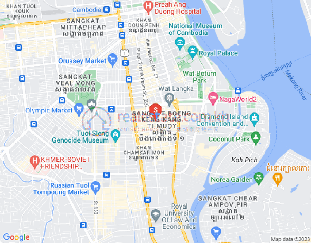 万景岗1分区（BKK1), 波哥堪, 金边地图