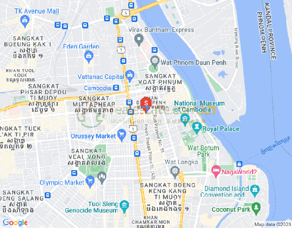 新街市1分区, 隆边区, 金边地图