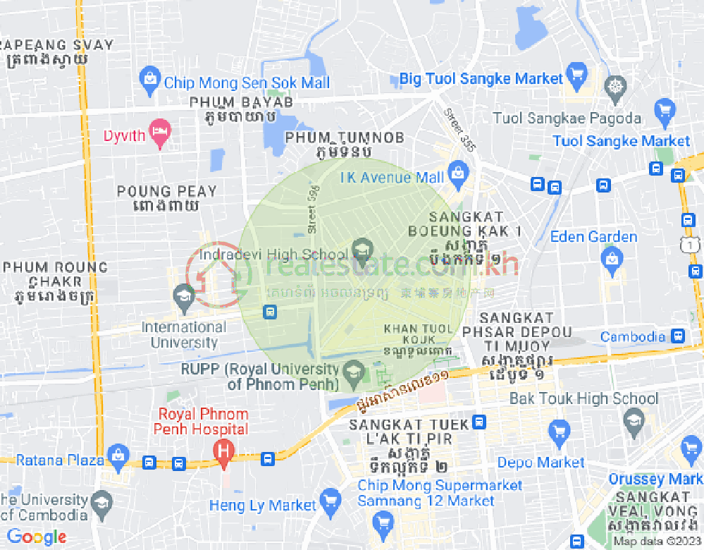 Mapa: Boeung Kak 1, Toul Kork, Phnom Penh