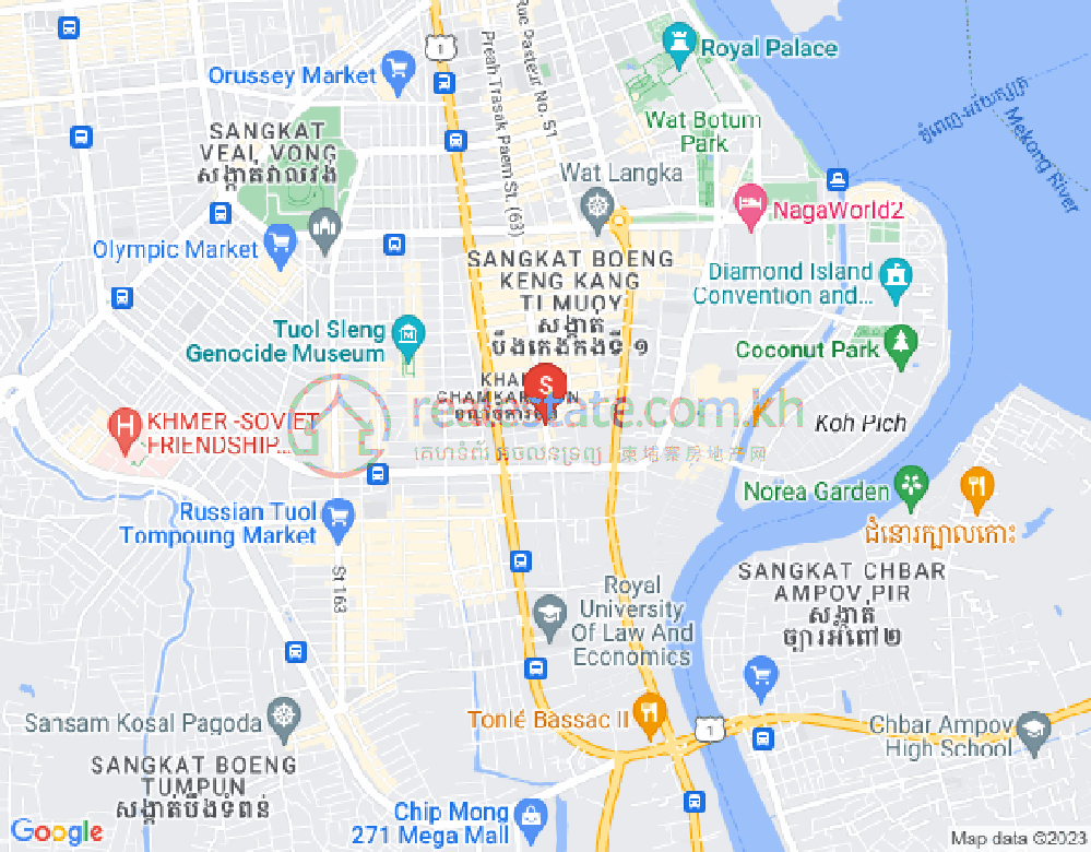 万景岗1分区（BKK1), 波哥堪, 金边地图