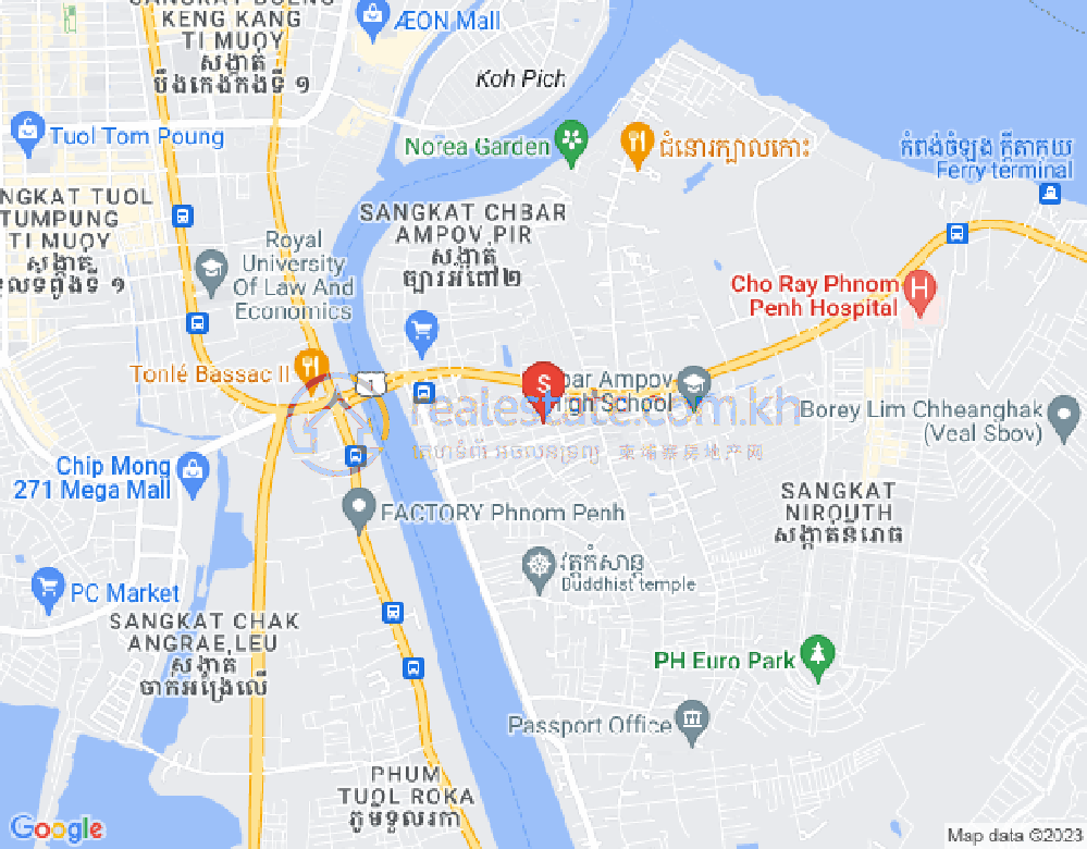 Preaek Aeng镇, 铁桥头区, 金边地图
