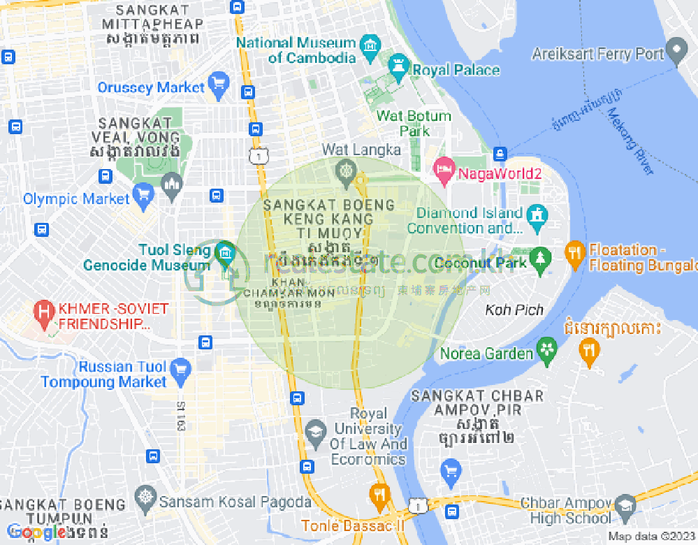 Mapa: Veal Vong, 7 Makara, Phnom Penh