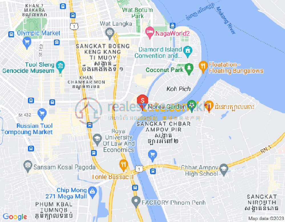 Mapa: Tonle Bassac, Chamkarmon, Phnom Penh