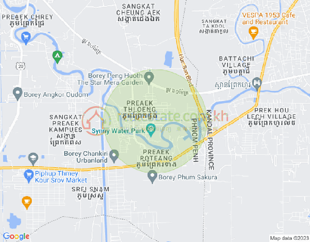 Map of 13 Street, Cheung Aek, Dangkao, Phnom Penh