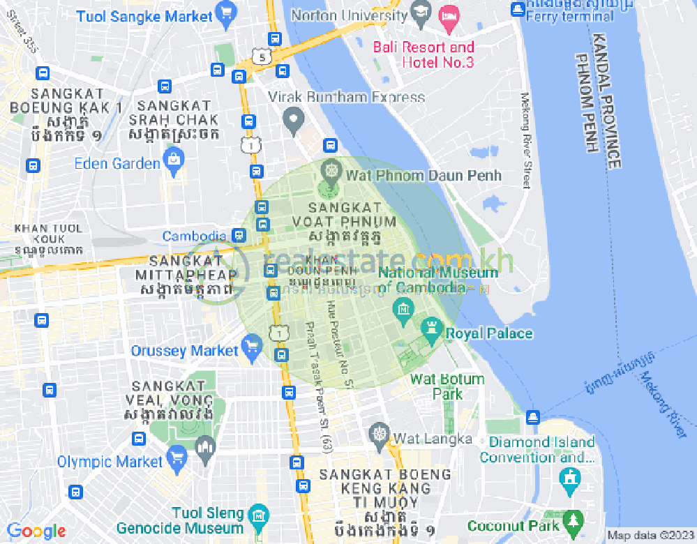 四臂湾分区, 隆边区, 金边地图