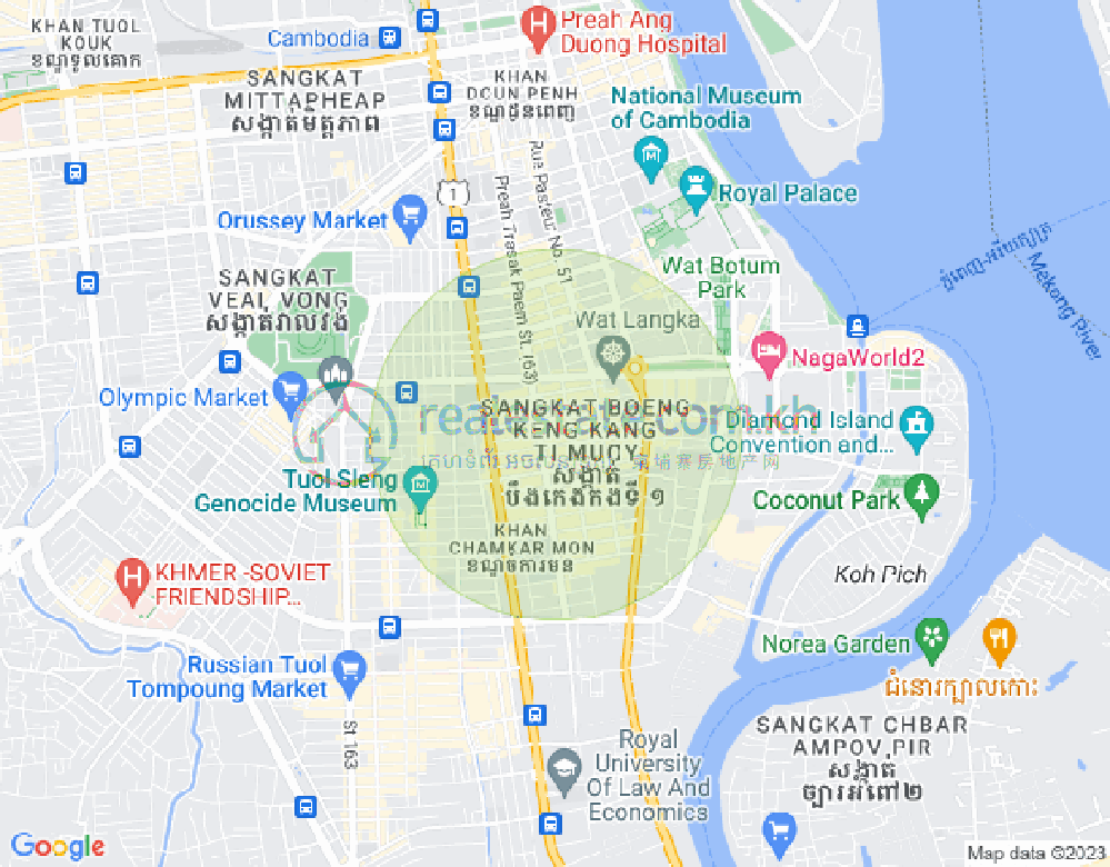 万景岗1分区（BKK1), 波哥堪, 金边地图