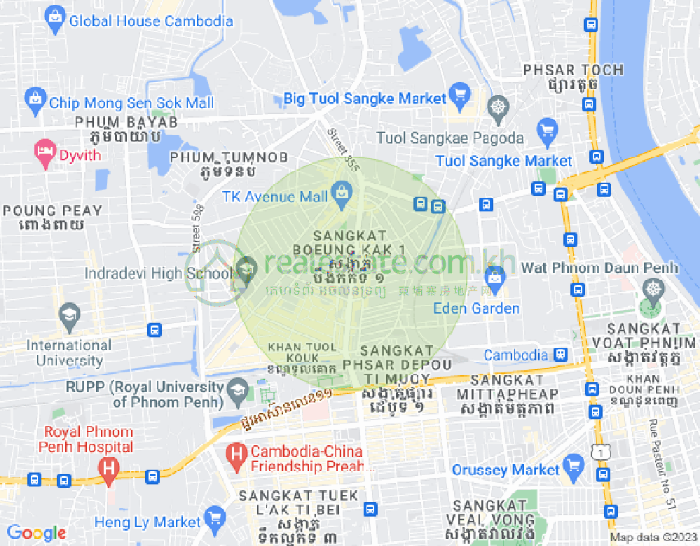 Tuek L'ak 1区, 堆谷区, 金边地图