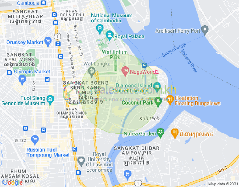 Carte de Tonle Bassac, Chamkarmon, Phnom Penh