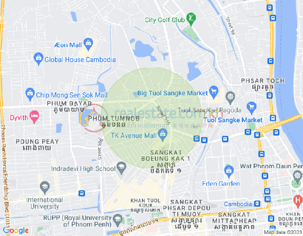 Carte de Boeung Kak 2, Toul Kork, Phnom Penh