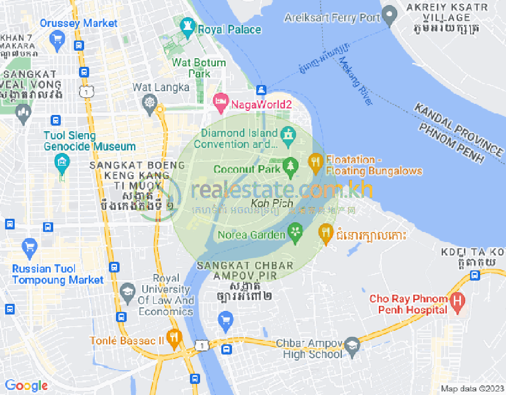 Map of Tonle Bassac, Chamkarmon, Phnom Penh