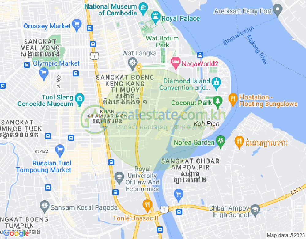 백색하구역, 짬까몬, 프놈펜 지도