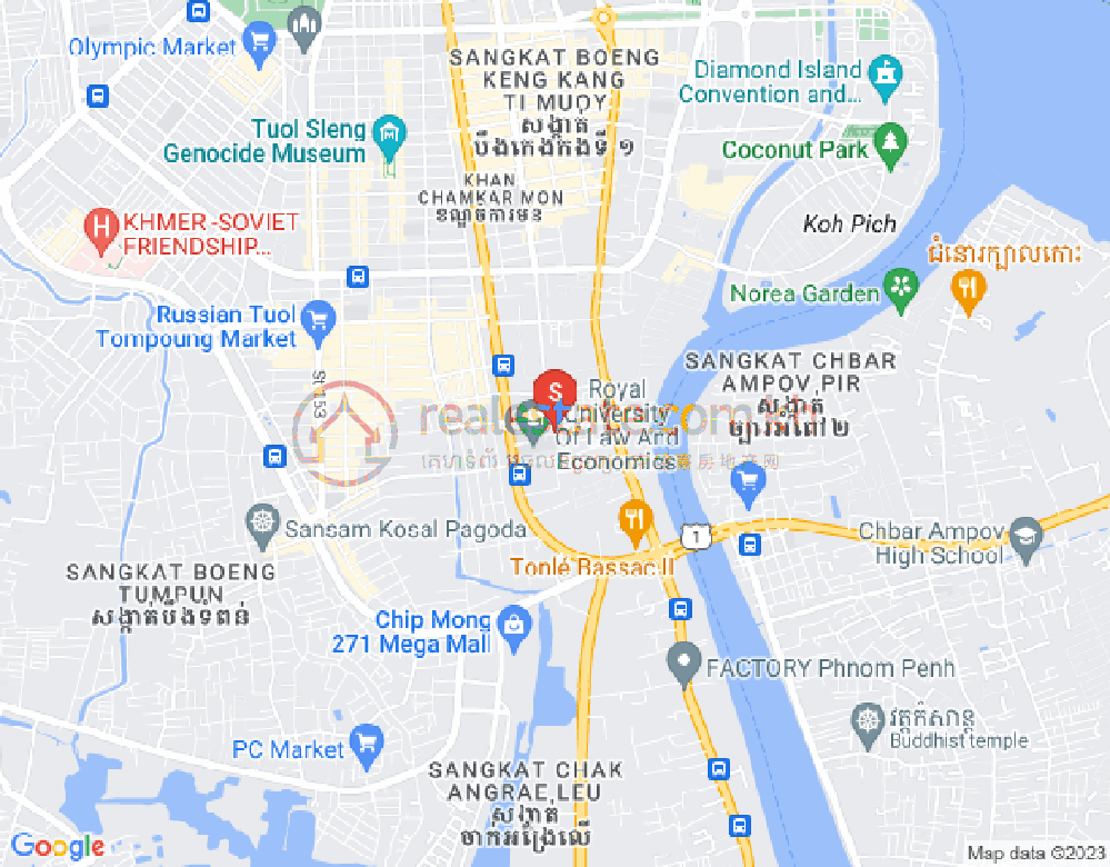 Mapa: Tonle Bassac, Chamkarmon, Phnom Penh