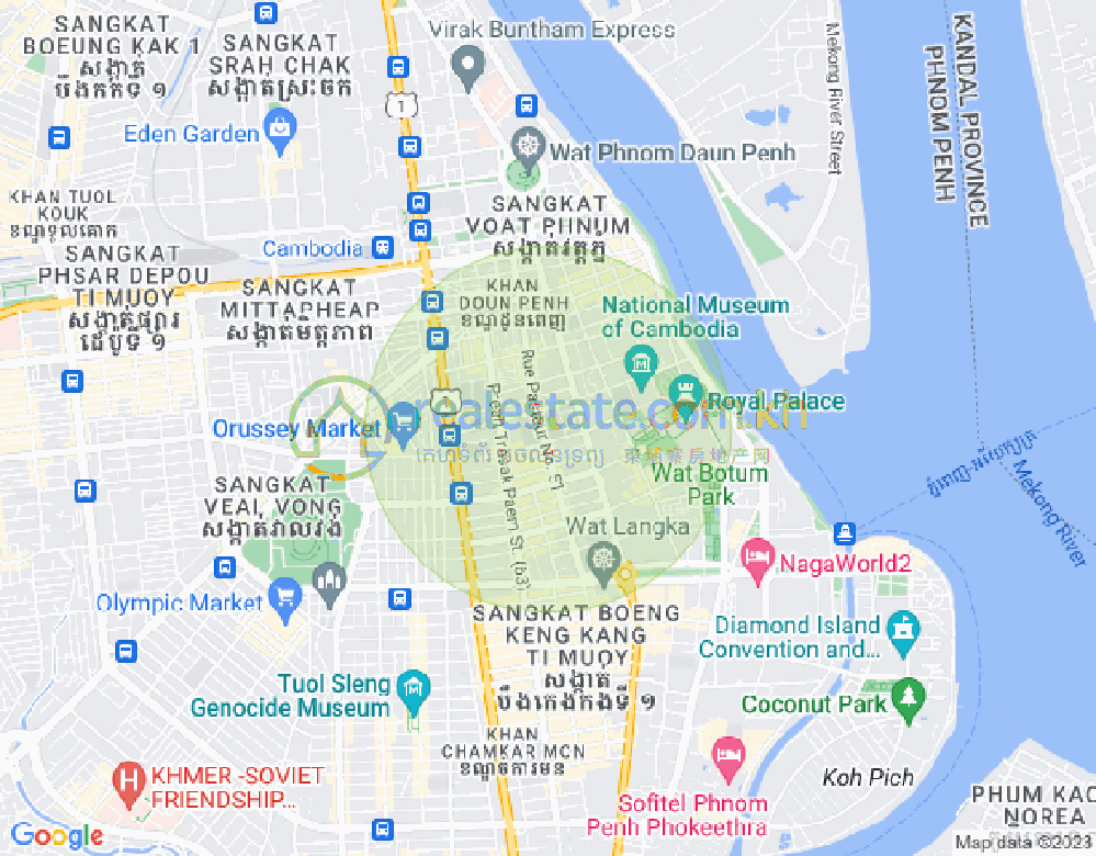 Mapa: Wat Phnom, Daun Penh, Phnom Penh