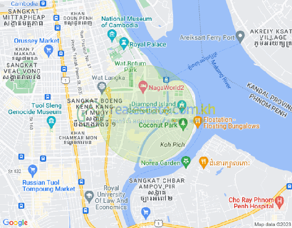 トンレバサック, チャムカモン, プノンペンの地図