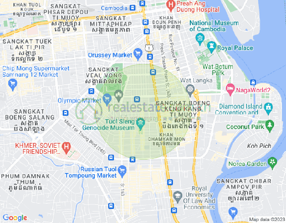 万景岗2分区（BKK2), 波哥堪, 金边地图