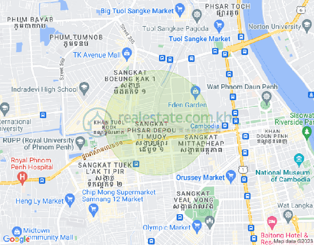 Mapa: Boeung Kak 2, Toul Kork, Phnom Penh